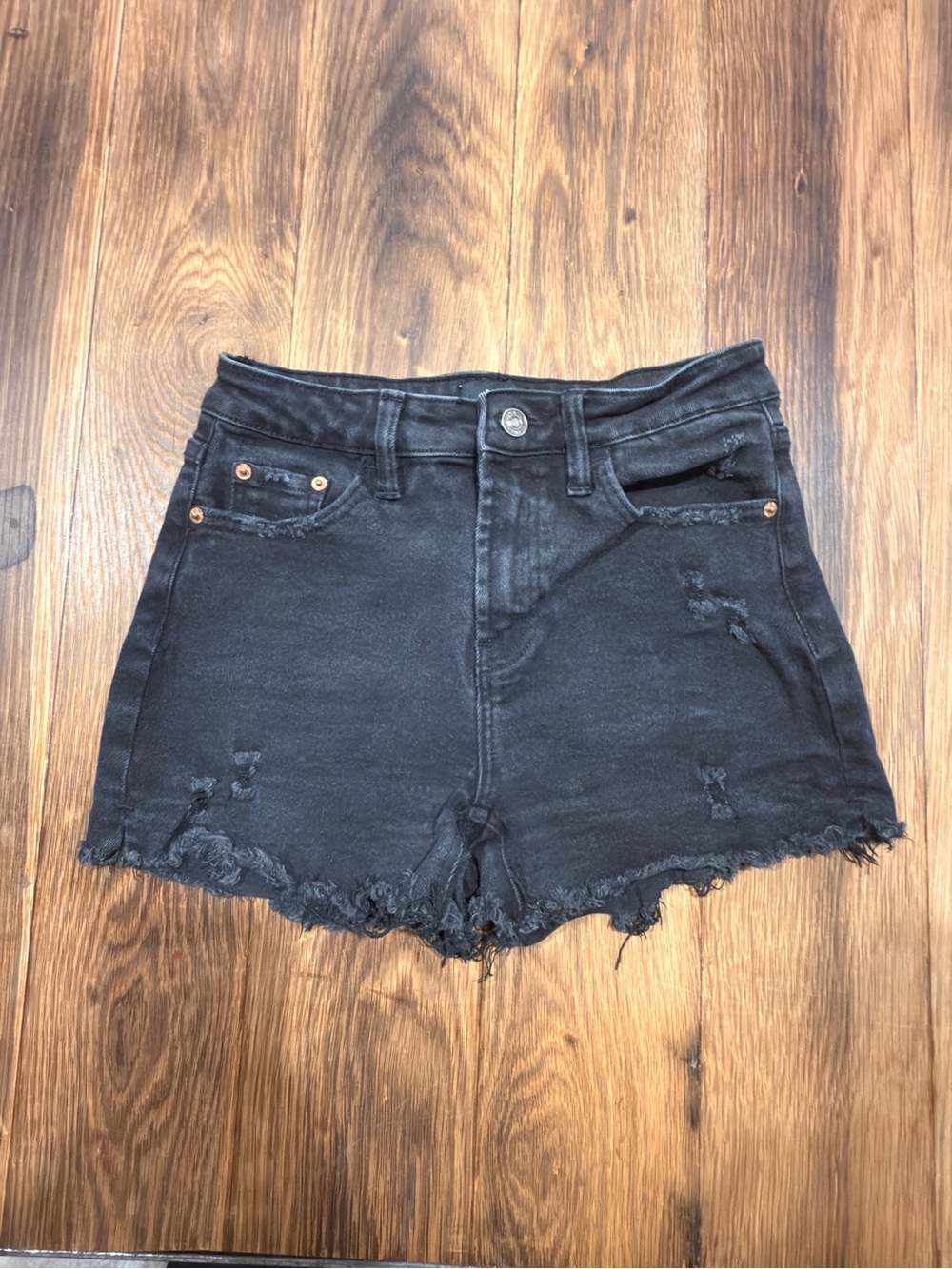 Black Label Black Distressed High-Rise Jean Shorts